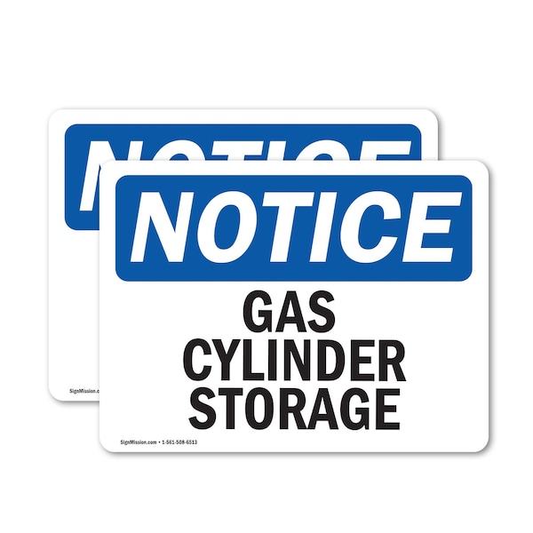 Signmission Gas Cylinder Storage OSHA Notice Sign, Vinyl Decal, 10in W x 7in L, 2PK OS-2PACK-NS-D-710-L-12993 - main